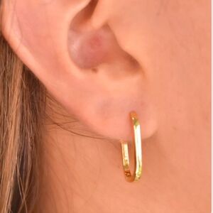 14k Gold Plated Hoop Earrings U Shape
